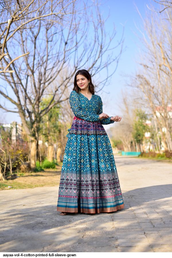 Aayaa vol 4 COTTON PRINTED FULL SLEEVE GOWN
