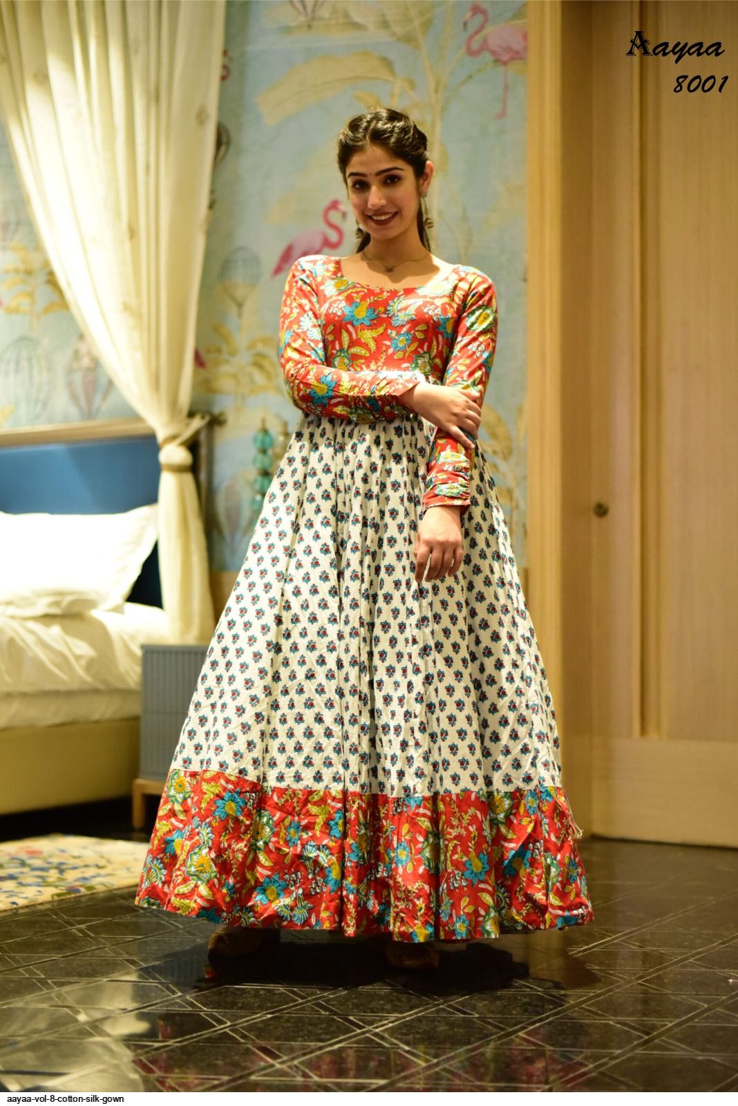 Casual Designer Sky Cotton Silk Gown 