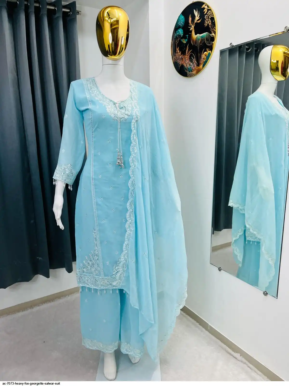 AC 7073 HEAVY FOX GEORGETTE SALWAR SUIT A