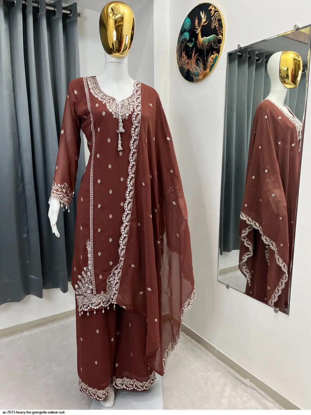 AC 7073 HEAVY FOX GEORGETTE SALWAR SUIT B