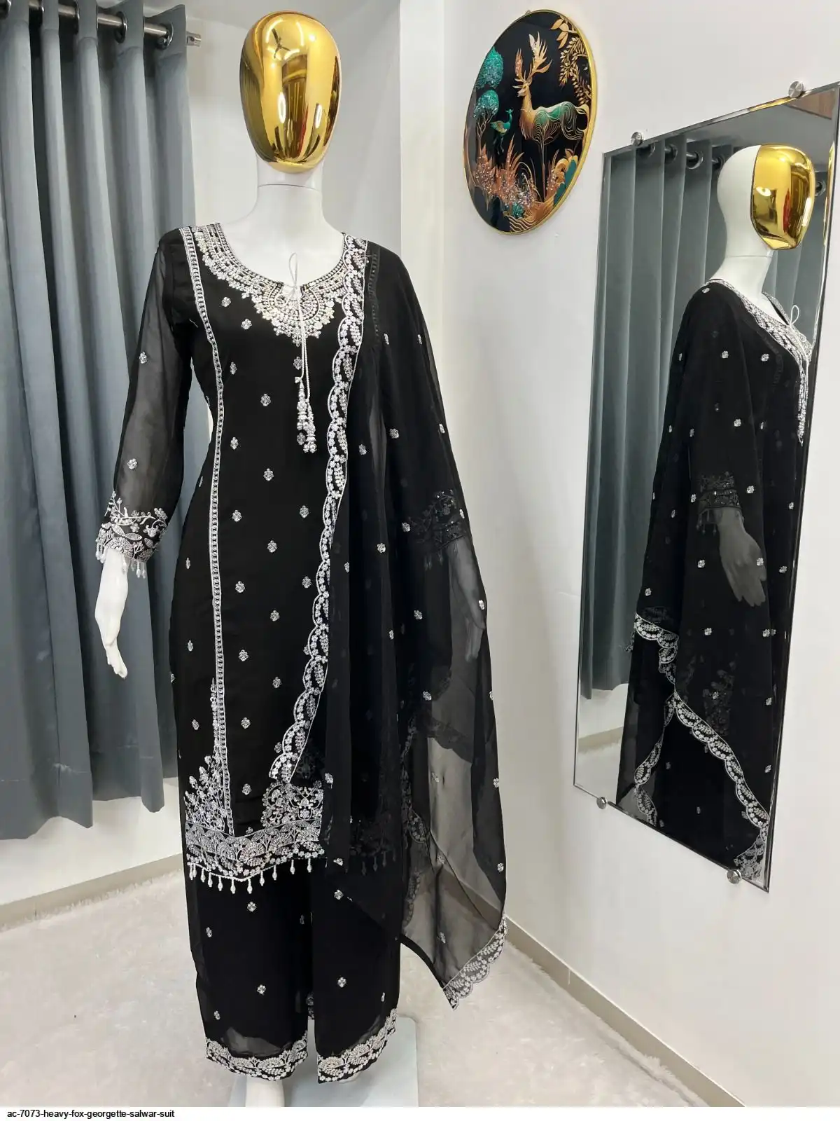 AC 7073 HEAVY FOX GEORGETTE SALWAR SUIT C