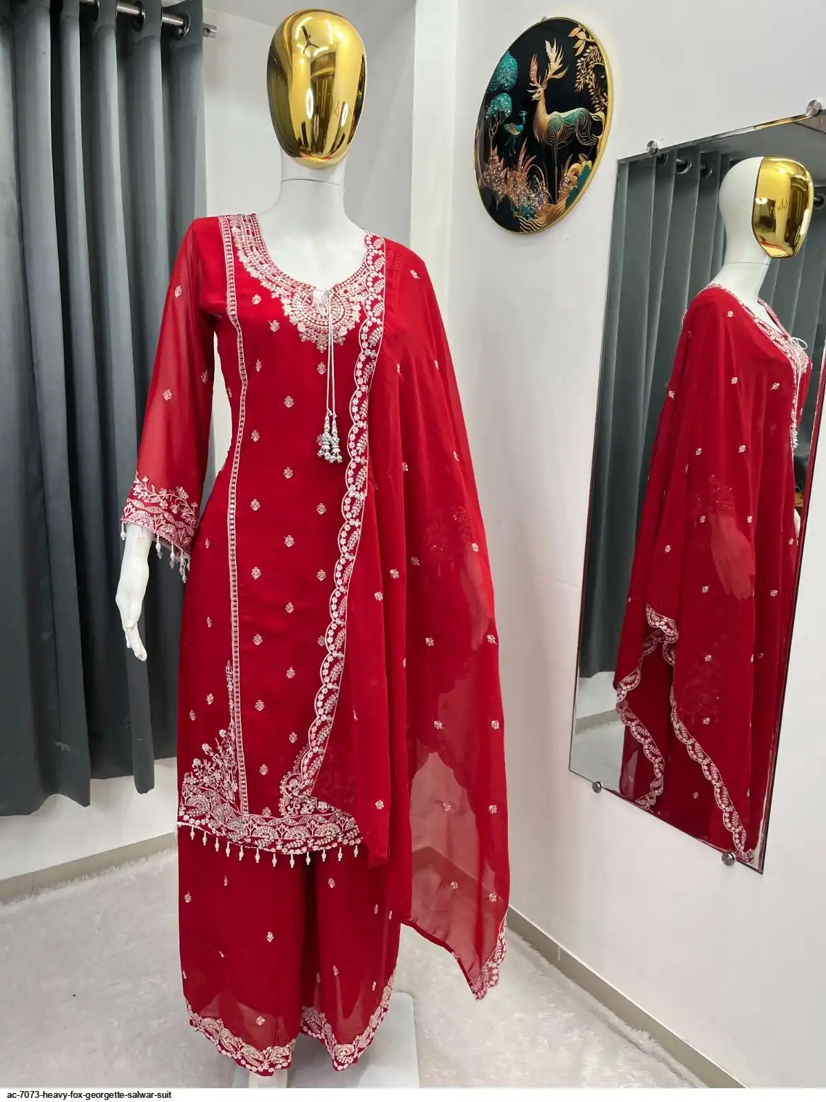 AC 7073 HEAVY FOX GEORGETTE SALWAR SUIT E