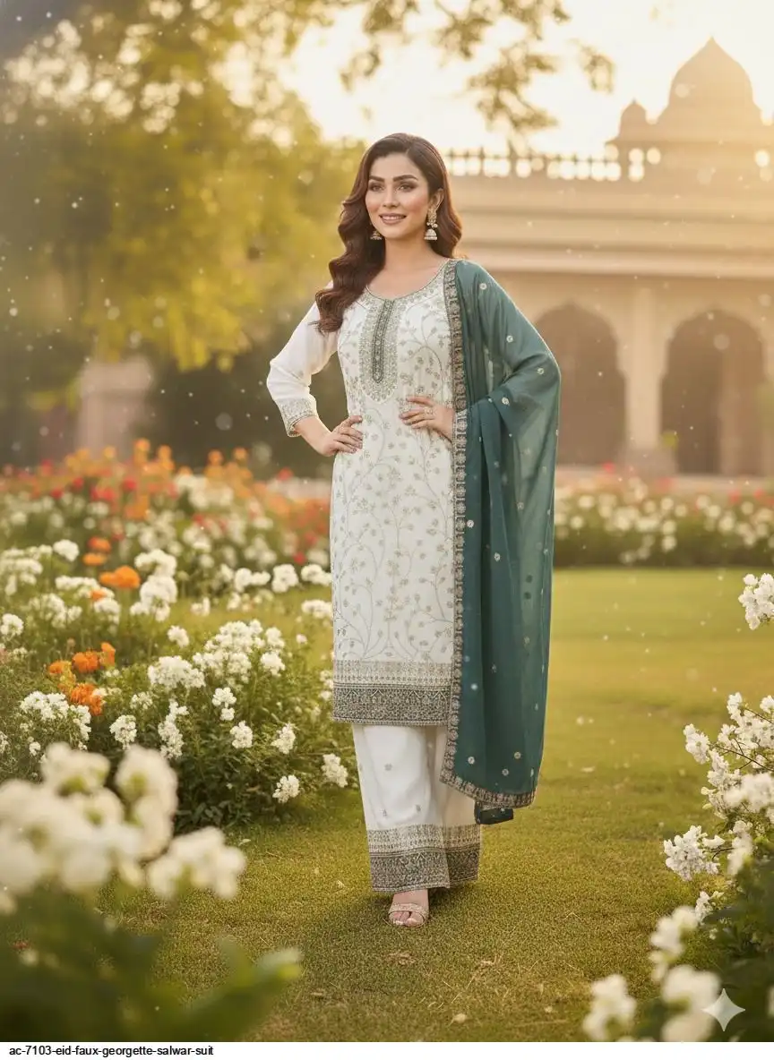 AC 7103 EID FAUX GEORGETTE SALWAR SUIT B