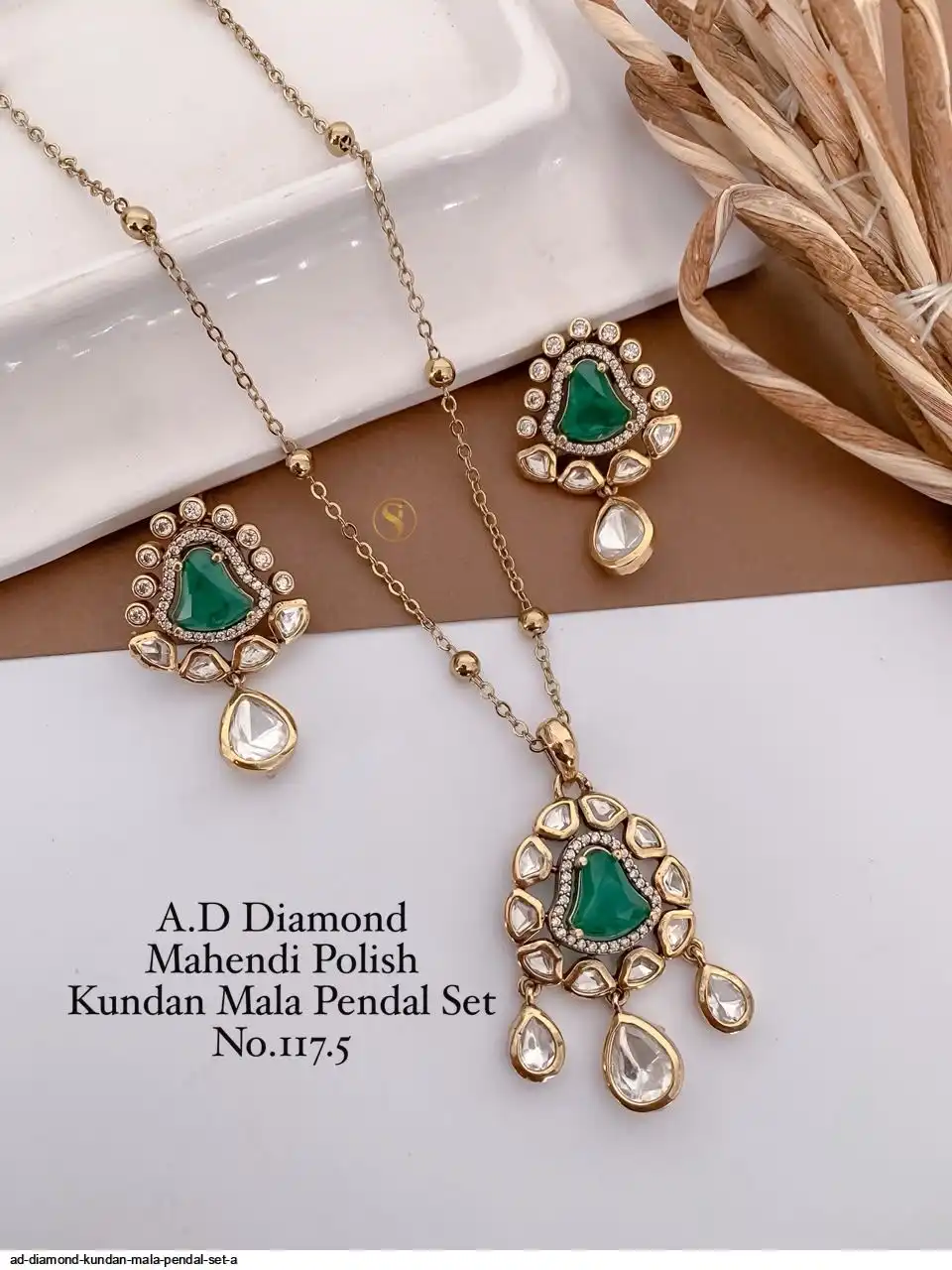 AD DIAMOND KUNDAN MALA PENDAL SET A B