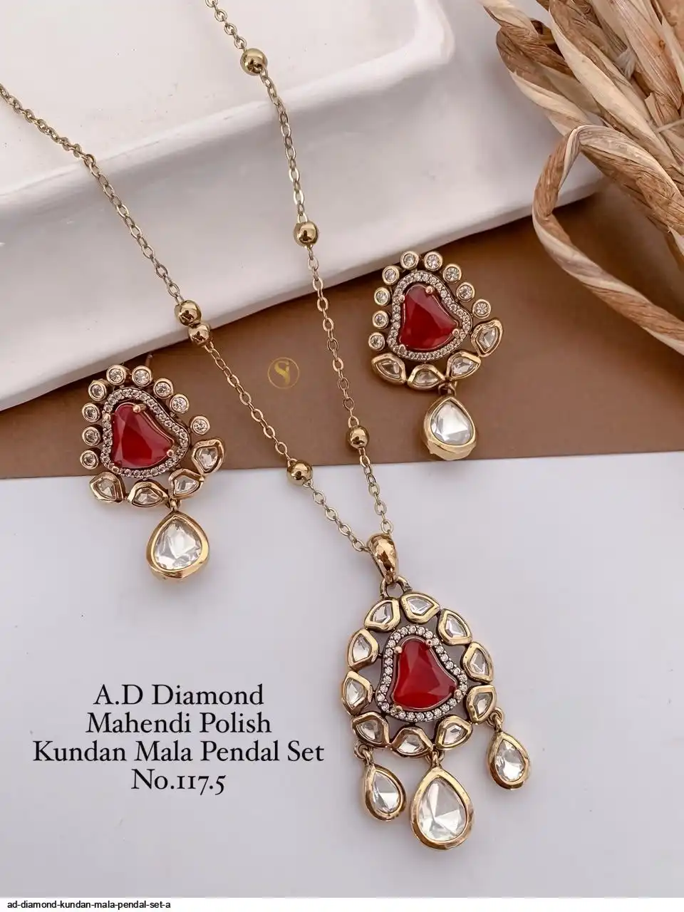AD DIAMOND KUNDAN MALA PENDAL SET A A