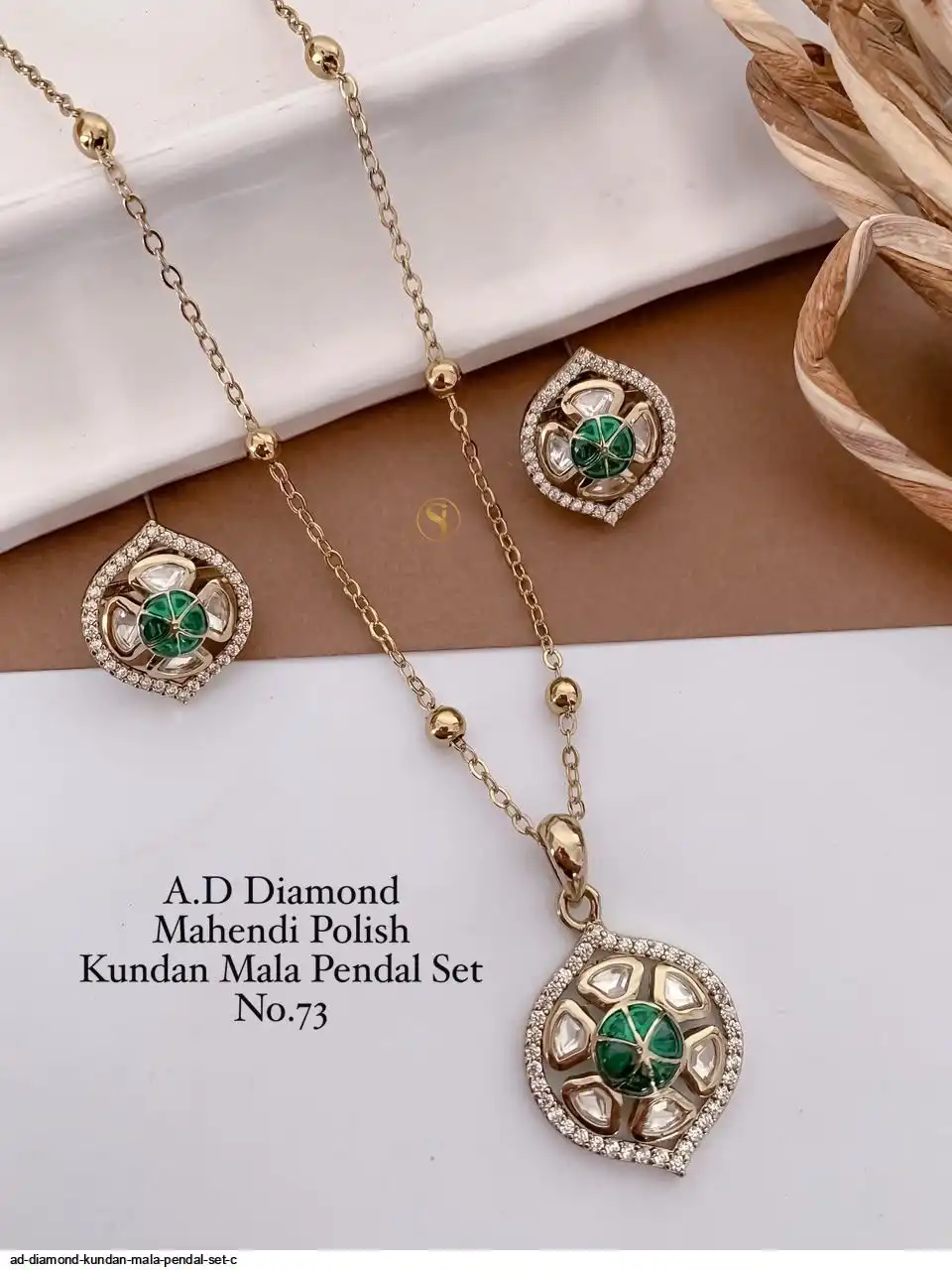 AD DIAMOND KUNDAN MALA PENDAL SET C D