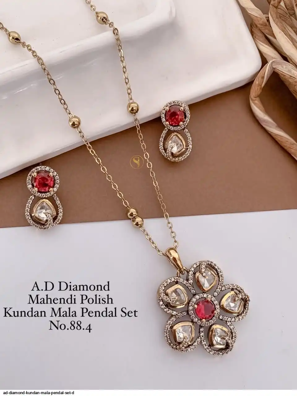 AD DIAMOND KUNDAN MALA PENDAL SET D B