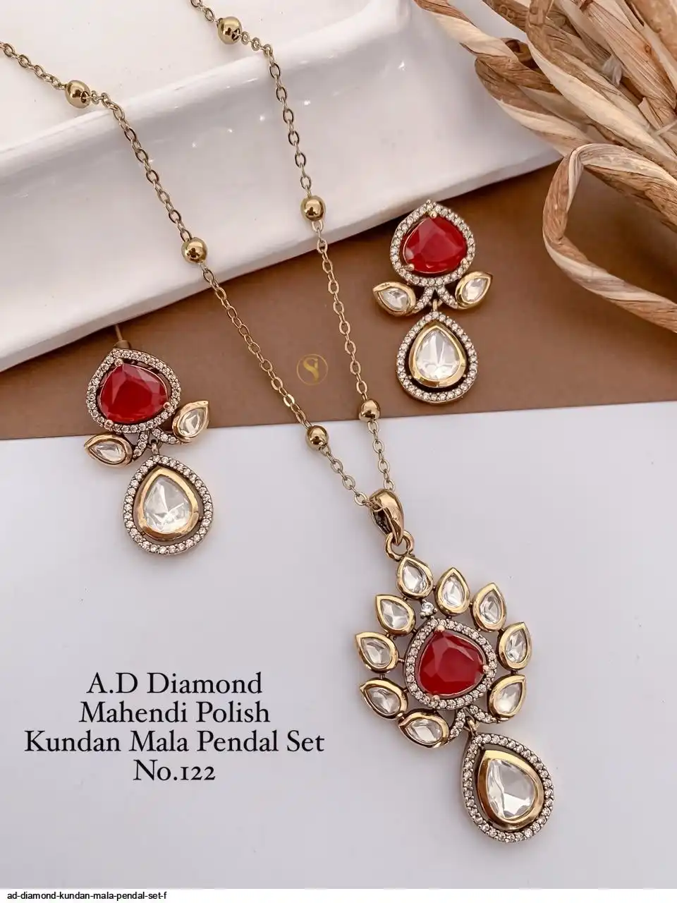 AD DIAMOND KUNDAN MALA PENDAL SET F B