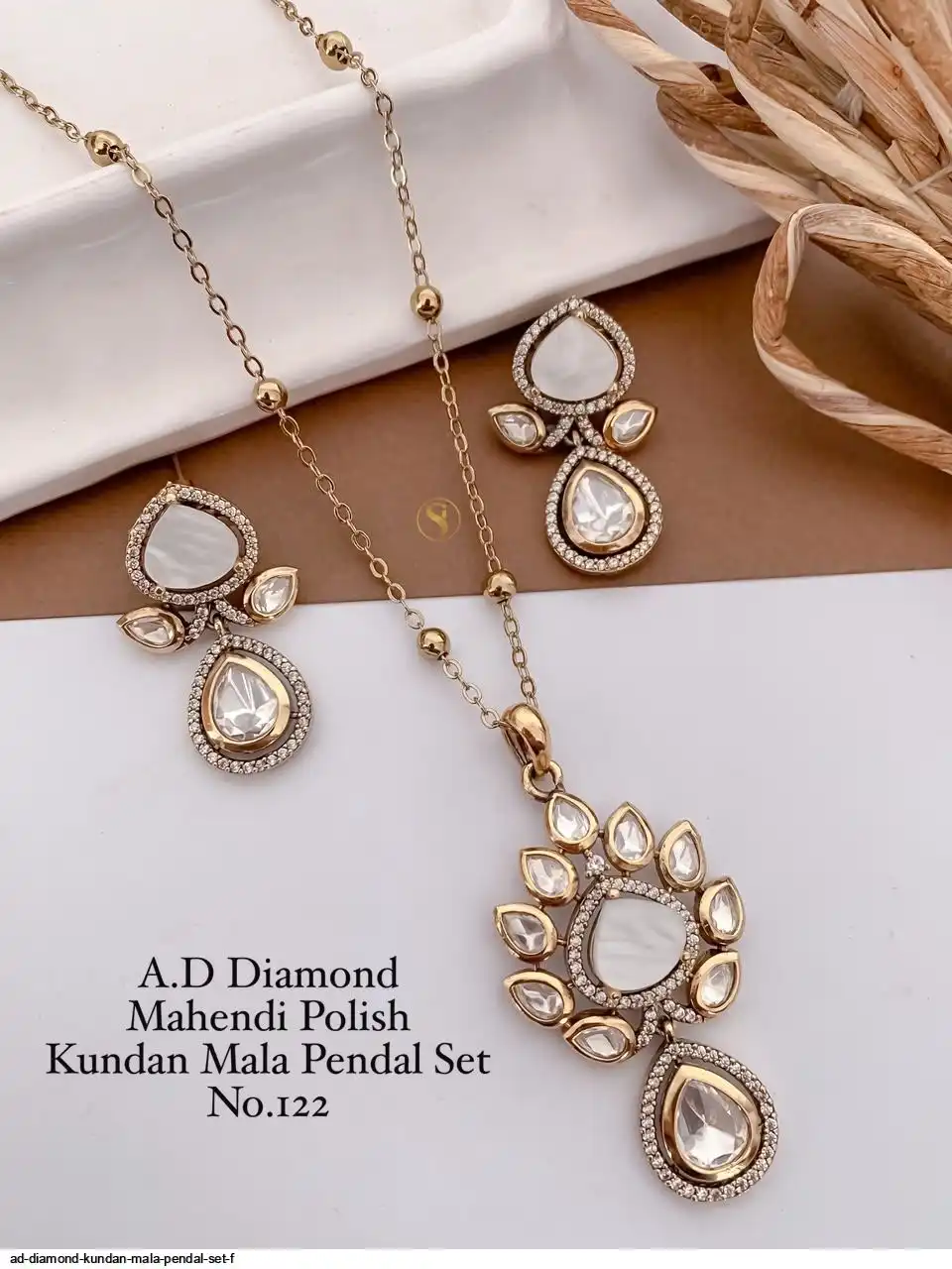 AD DIAMOND KUNDAN MALA PENDAL SET F C