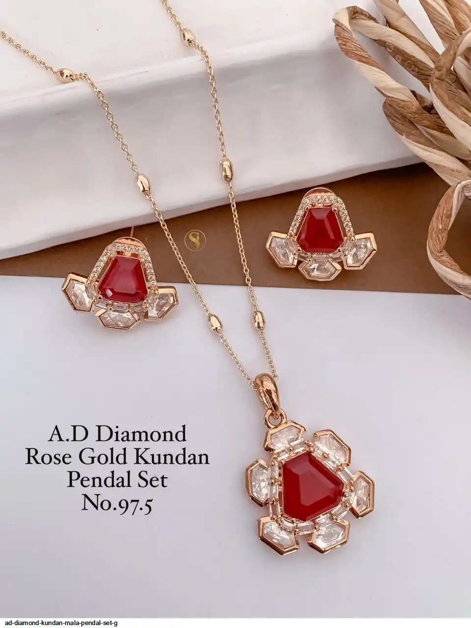 AD DIAMOND KUNDAN MALA PENDAL SET G C