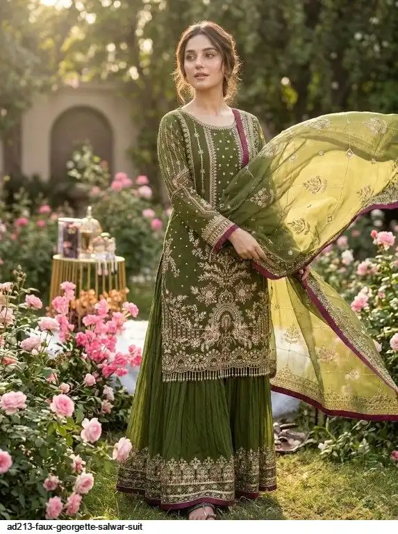 AD213 FAUX GEORGETTE SALWAR SUIT B