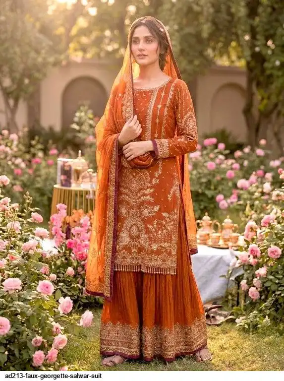 AD213 FAUX GEORGETTE SALWAR SUIT A