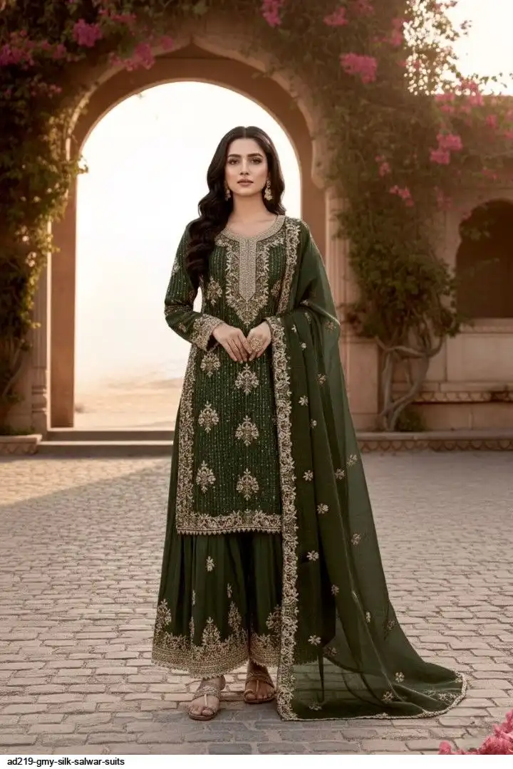 AD219 GMY SILK SALWAR SUITS D