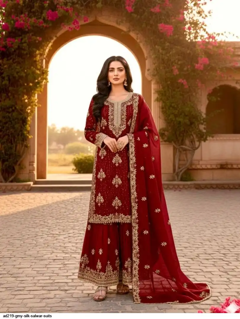 AD219 GMY SILK SALWAR SUITS C