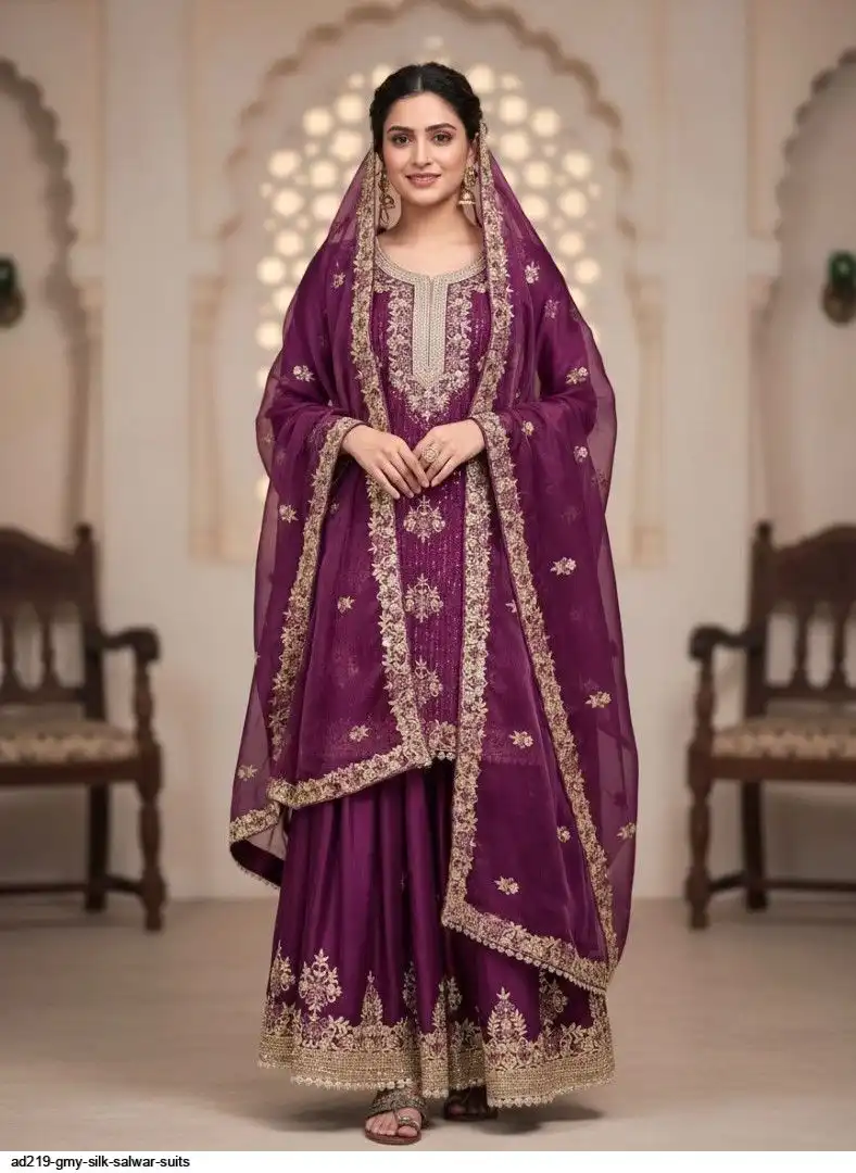 AD219 GMY SILK SALWAR SUITS A