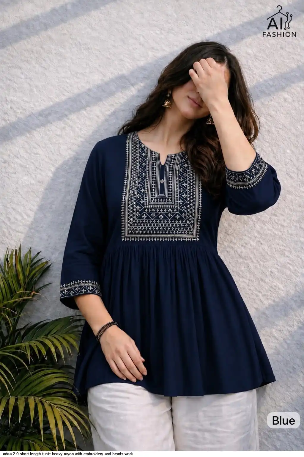 ADAA 2 0 SHORT LENGTH TUNIC HEAVY RAYON WITH EMBROIDERY AND BEADS WORK C