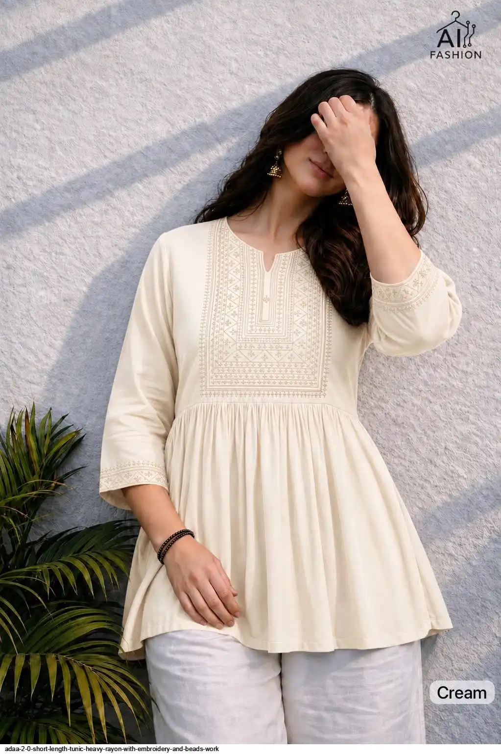 ADAA 2 0 SHORT LENGTH TUNIC HEAVY RAYON WITH EMBROIDERY AND BEADS WORK B