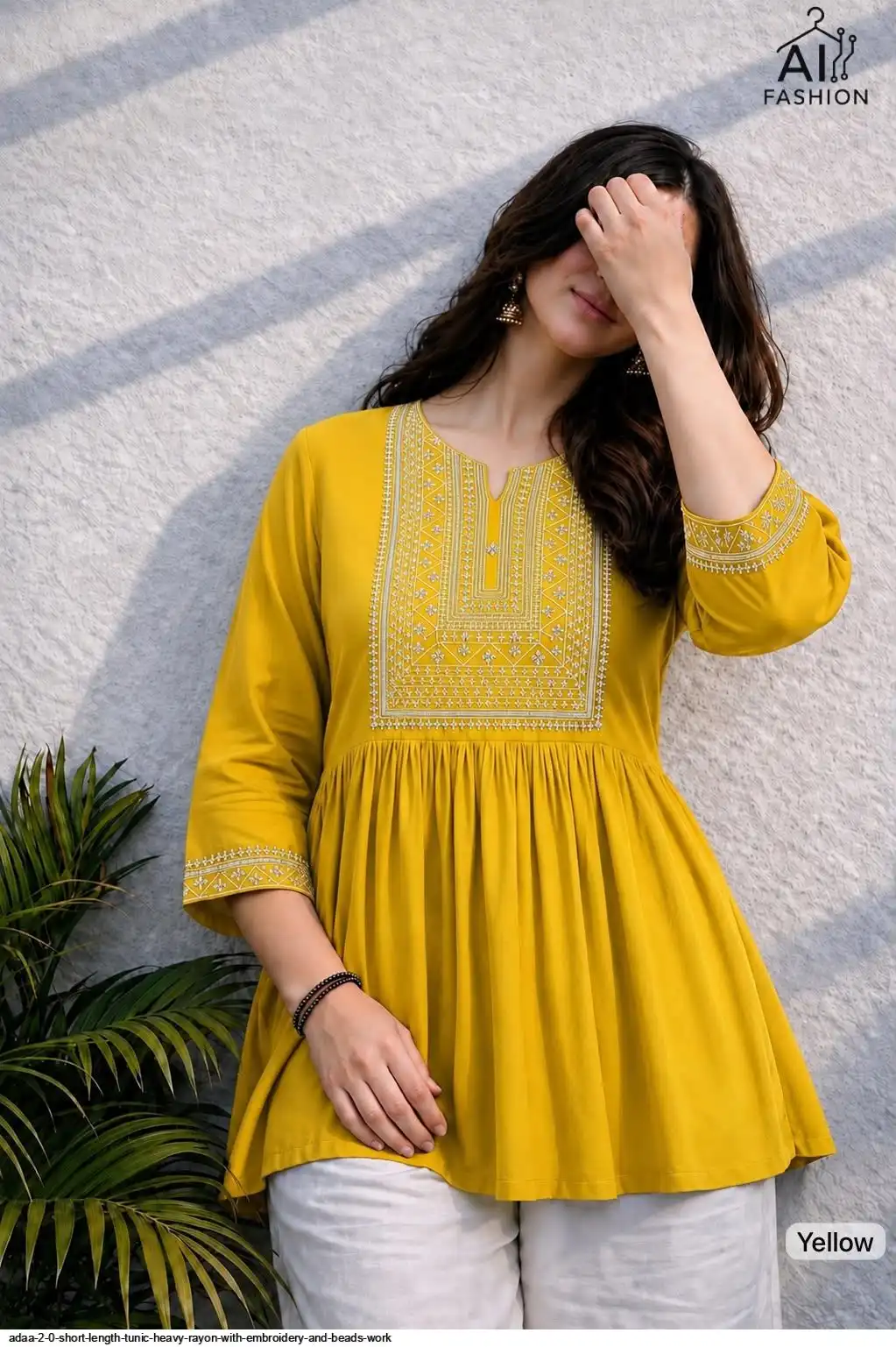ADAA 2 0 SHORT LENGTH TUNIC HEAVY RAYON WITH EMBROIDERY AND BEADS WORK D