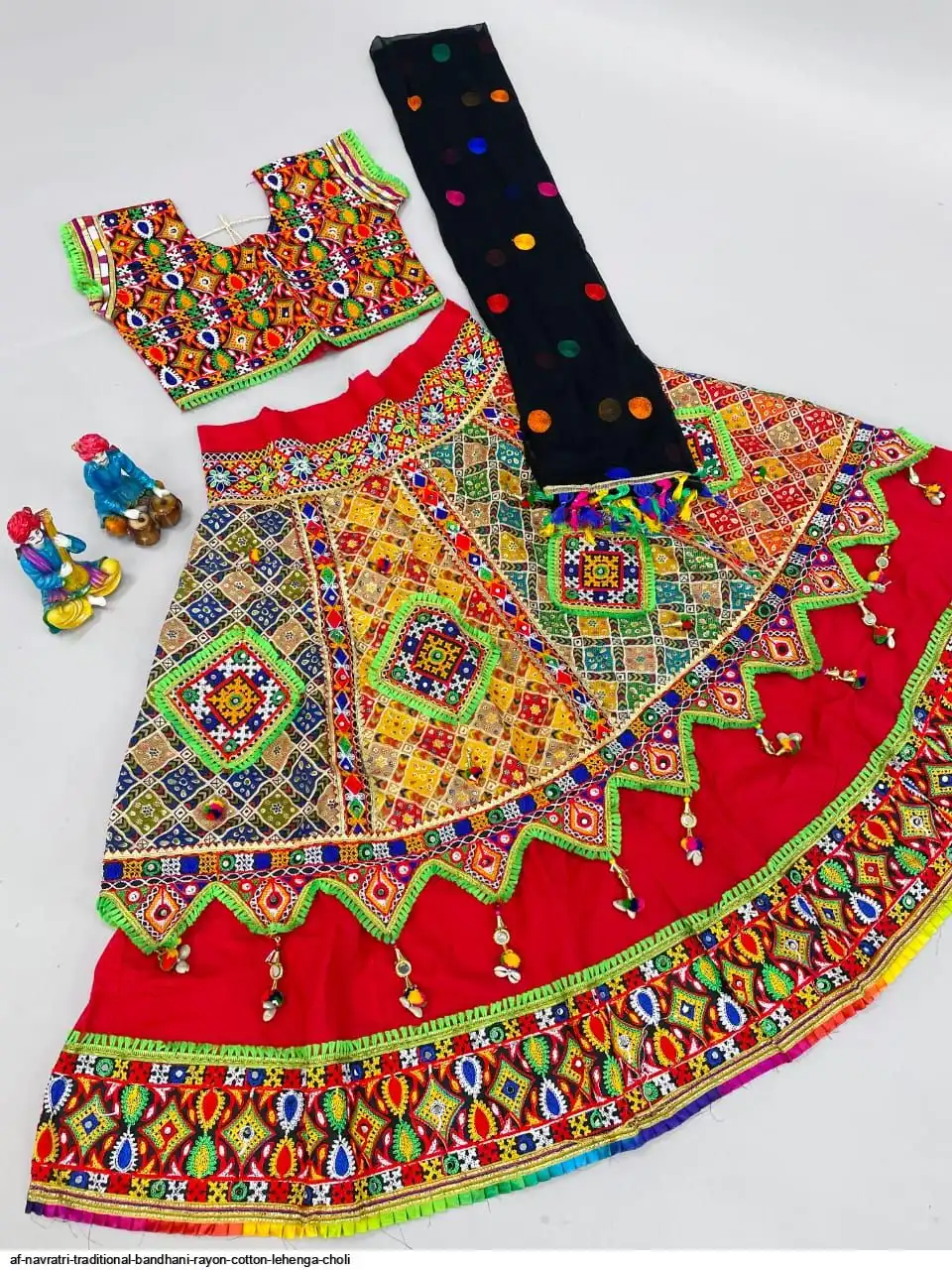 AF NAVRATRI TRADITIONAL BANDHANI RAYON COTTON LEHENGA CHOLI 2