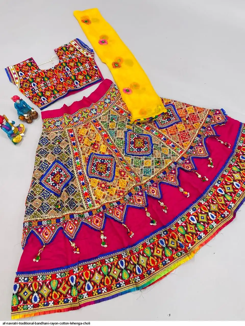 AF NAVRATRI TRADITIONAL BANDHANI RAYON COTTON LEHENGA CHOLI 5