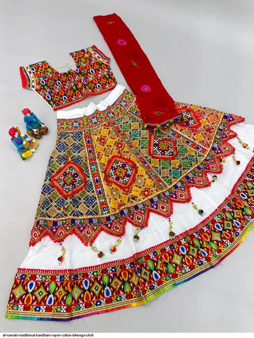 AF NAVRATRI TRADITIONAL BANDHANI RAYON COTTON LEHENGA CHOLI 7