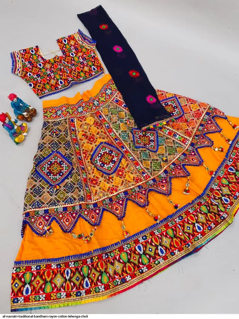 AF NAVRATRI TRADITIONAL BANDHANI RAYON COTTON LEHENGA CHOLI 4