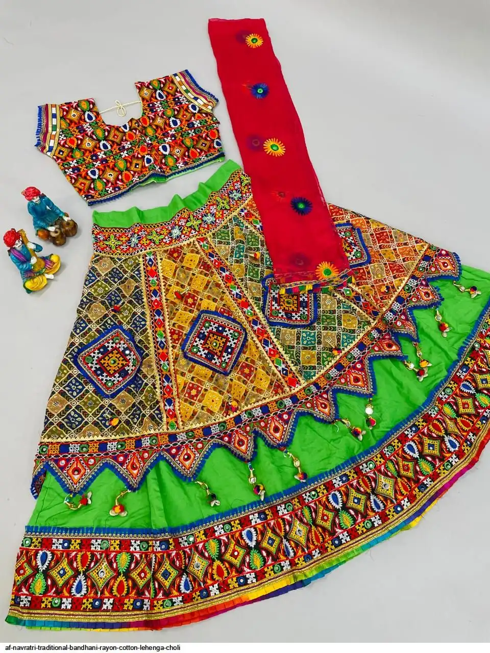 AF NAVRATRI TRADITIONAL BANDHANI RAYON COTTON LEHENGA CHOLI 3