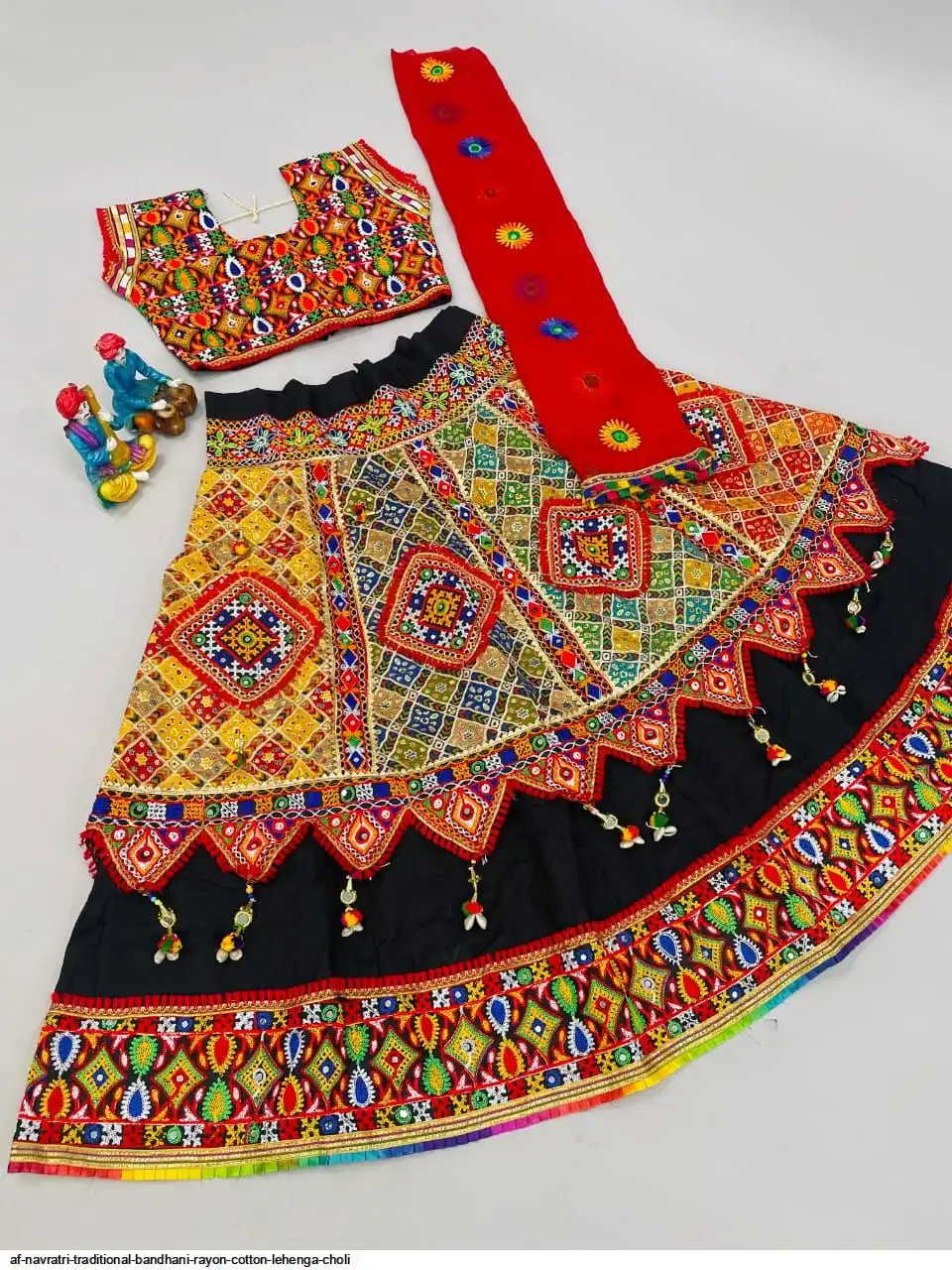 AF NAVRATRI TRADITIONAL BANDHANI RAYON COTTON LEHENGA CHOLI 8