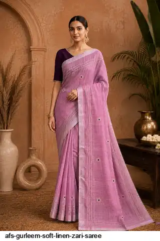 AFS GURLEEM SOFT LINEN ZARI SAREE 1