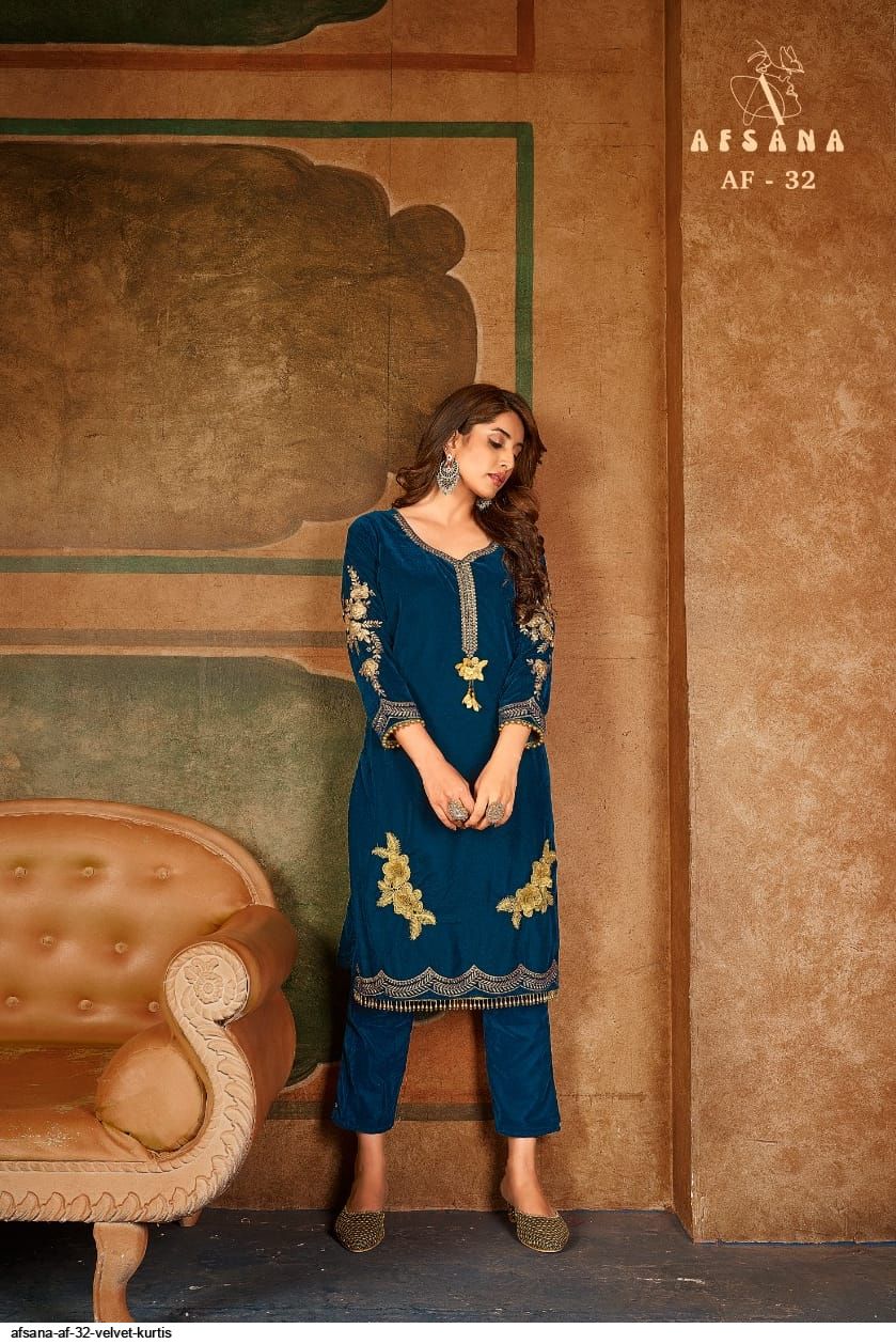 AFSANA AF 32 VELVET KURTIS