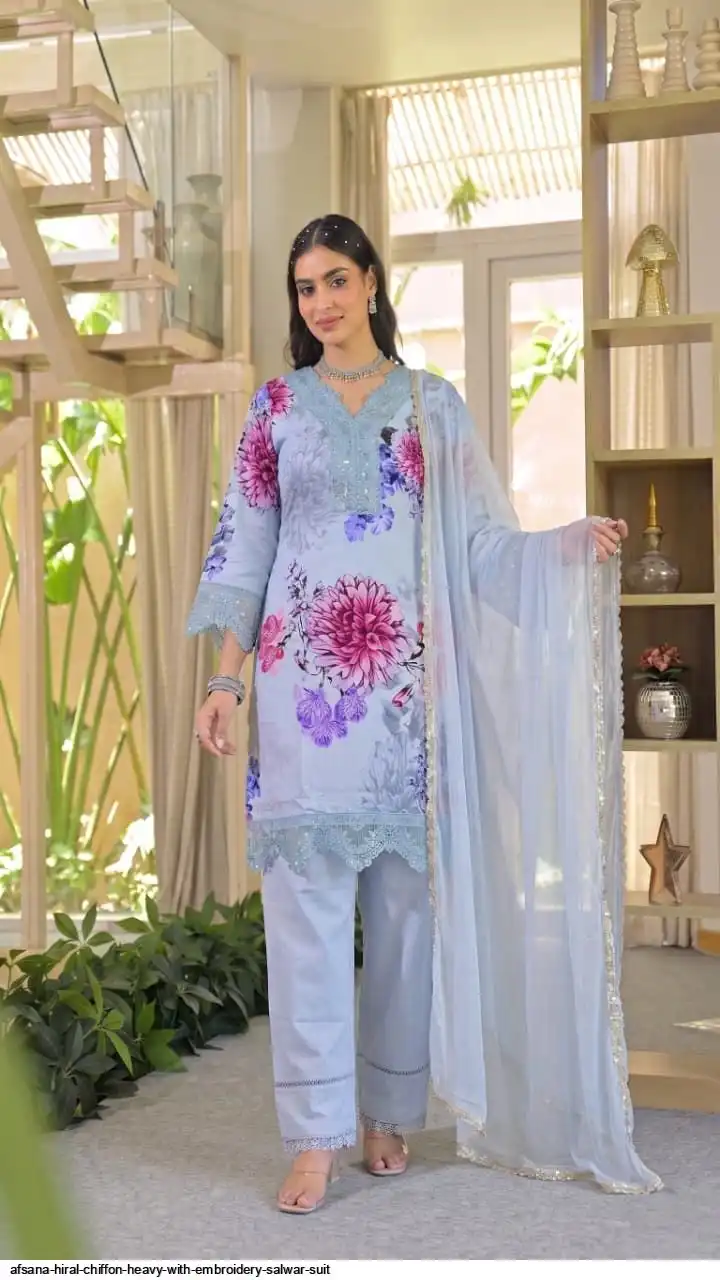 AFSANA HIRAL CHIFFON HEAVY WITH EMBROIDERY SALWAR SUIT H 4101B
