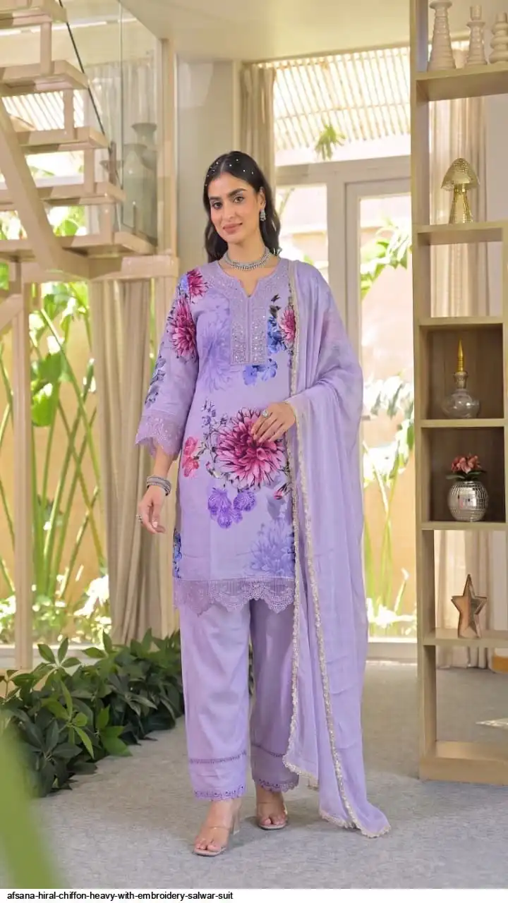 AFSANA HIRAL CHIFFON HEAVY WITH EMBROIDERY SALWAR SUIT H 4101C