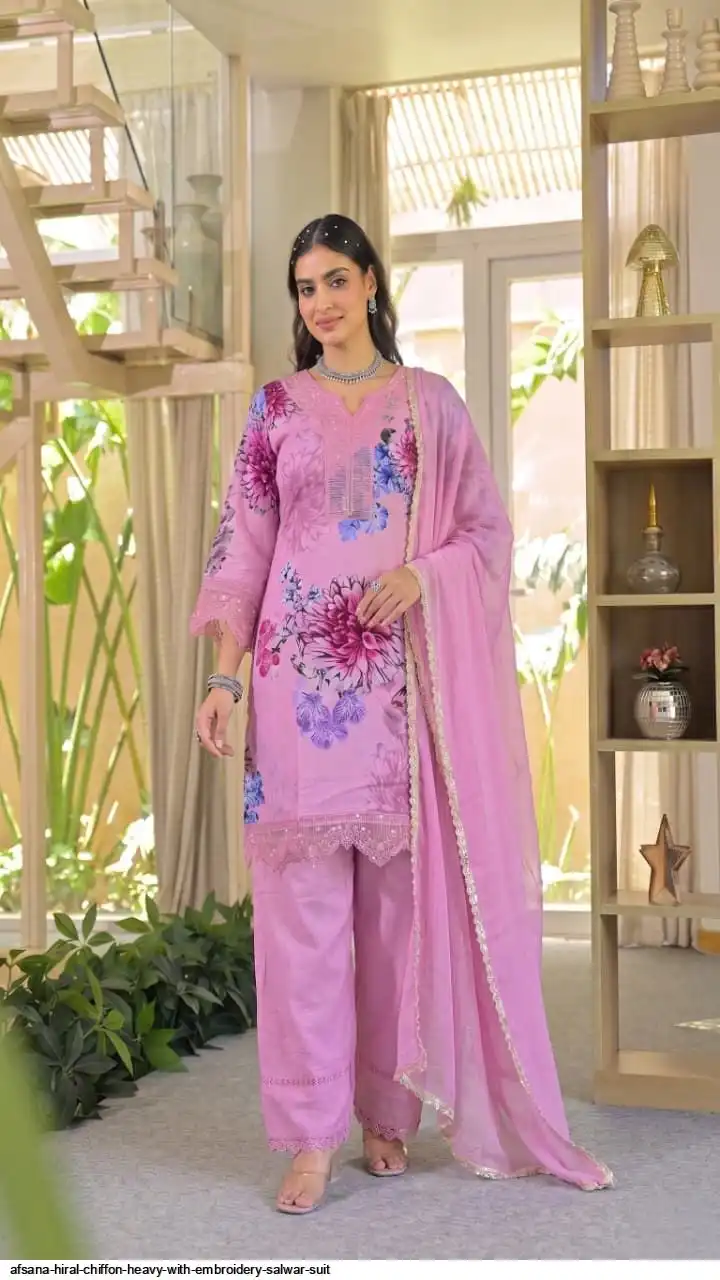 AFSANA HIRAL CHIFFON HEAVY WITH EMBROIDERY SALWAR SUIT H 4101 D