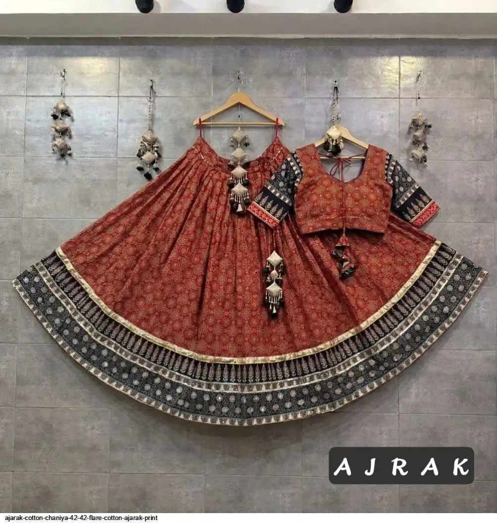 AJARAK COTTON CHANIYA 42 42 FLARE COTTON AJARAK PRINT 2