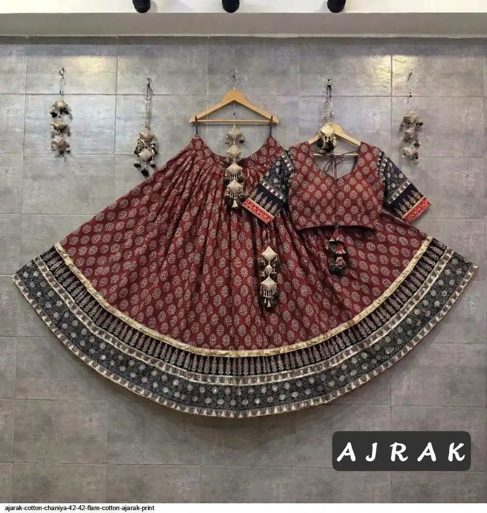 AJARAK COTTON CHANIYA 42 42 FLARE COTTON AJARAK PRINT 3
