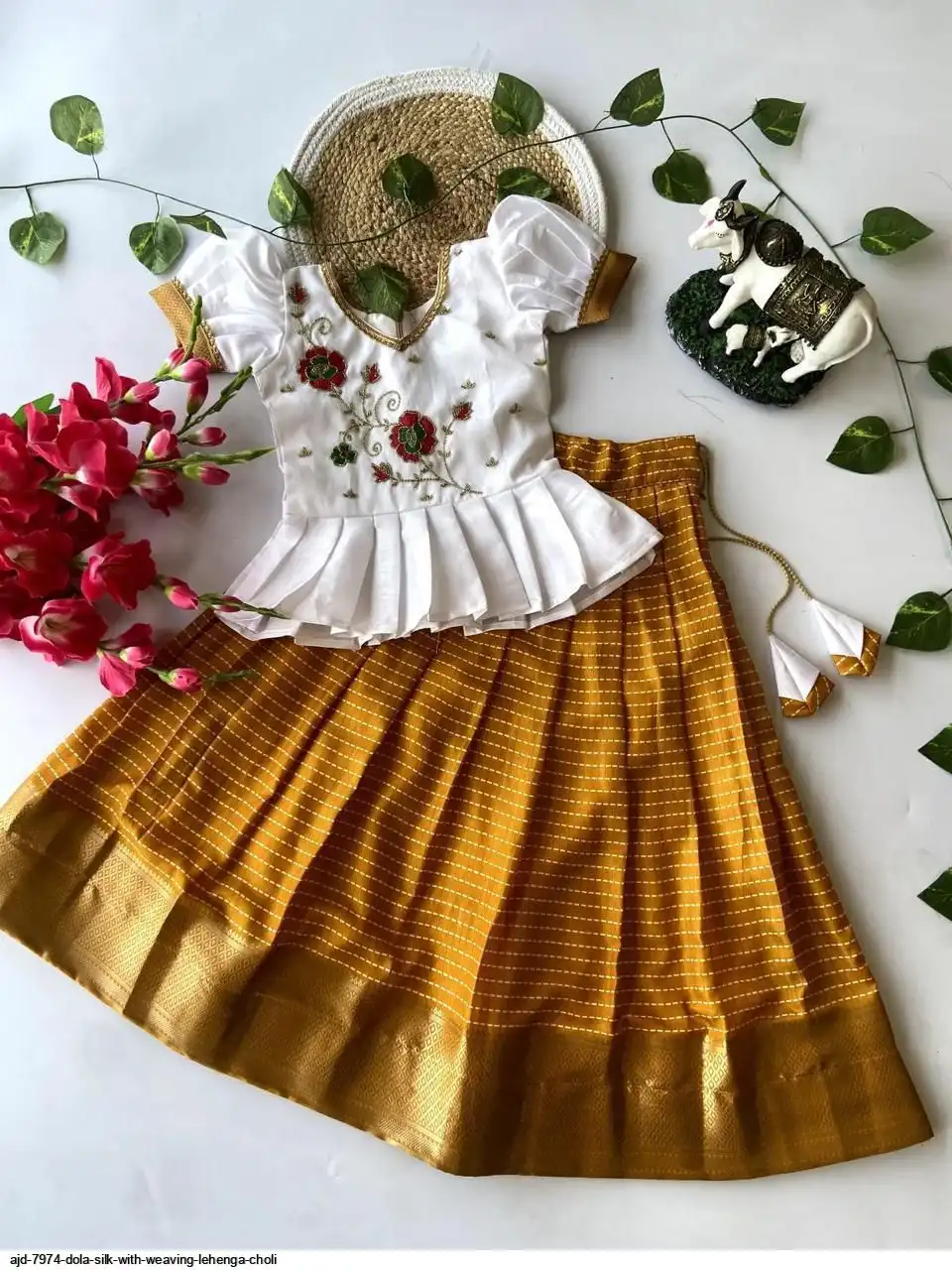 AJD 7974 DOLA SILK WITH WEAVING LEHENGA CHOLI E