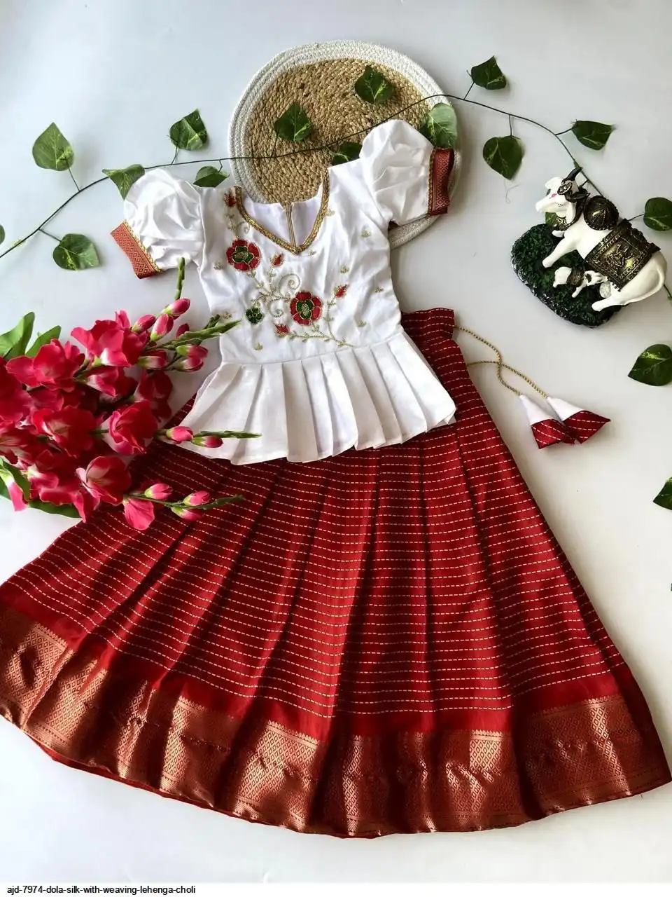 AJD 7974 DOLA SILK WITH WEAVING LEHENGA CHOLI F