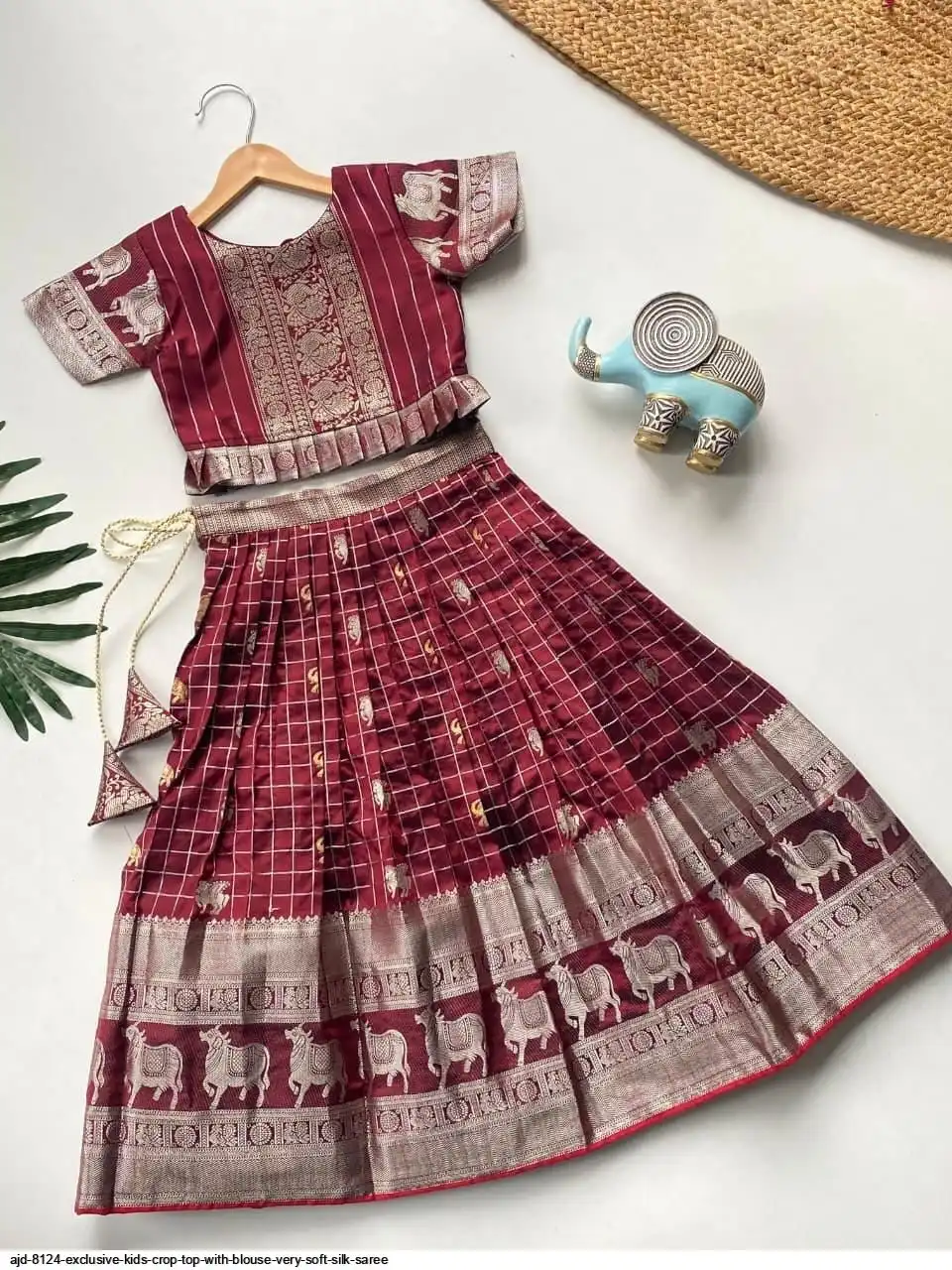 AJD 8124 EXCLUSIVE KIDS CROP TOP WITH BLOUSE VERY SOFT SILK SAREE 4