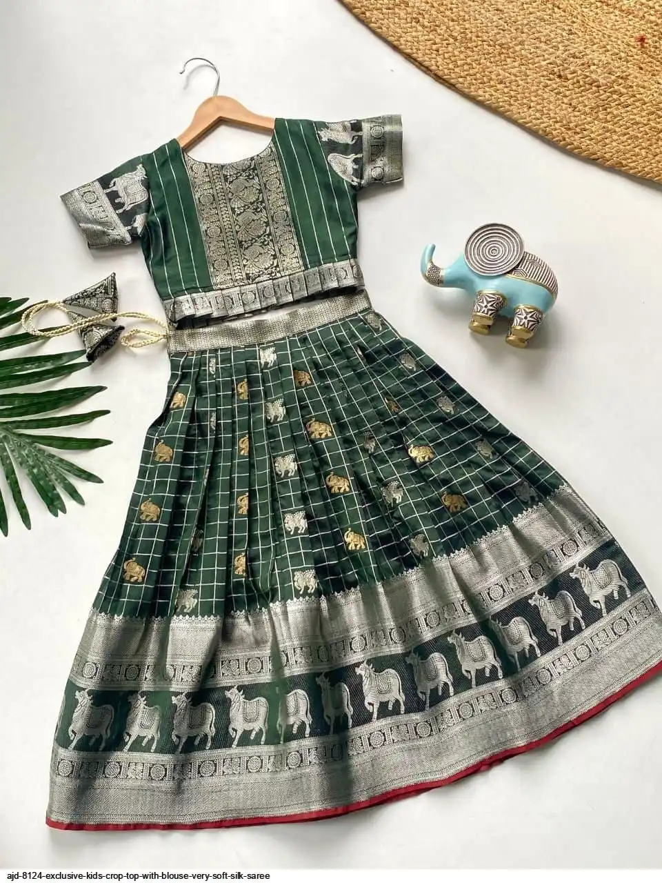 AJD 8124 EXCLUSIVE KIDS CROP TOP WITH BLOUSE VERY SOFT SILK SAREE 3