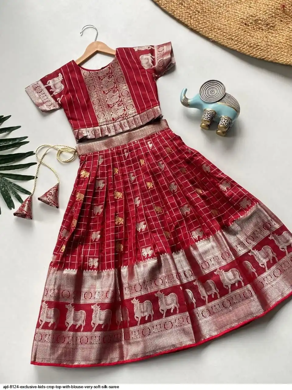 AJD 8124 EXCLUSIVE KIDS CROP TOP WITH BLOUSE VERY SOFT SILK SAREE 5