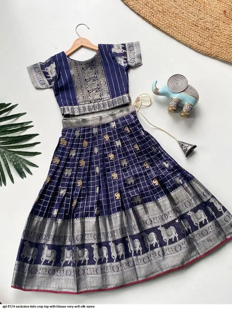 AJD 8124 EXCLUSIVE KIDS CROP TOP WITH BLOUSE VERY SOFT SILK SAREE 6