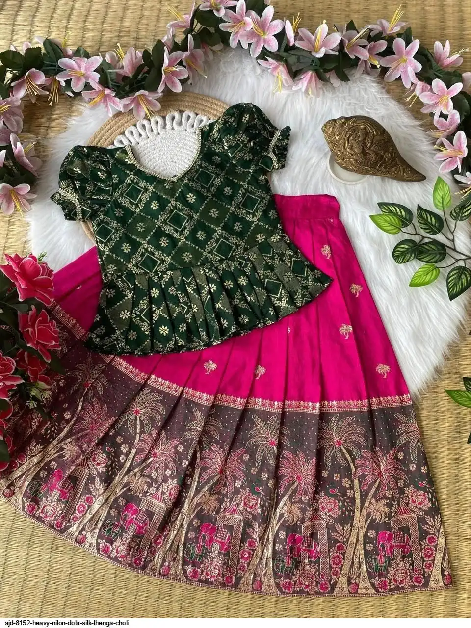 AJD 8152 HEAVY NILON DOLA SILK LHENGA CHOLI 2