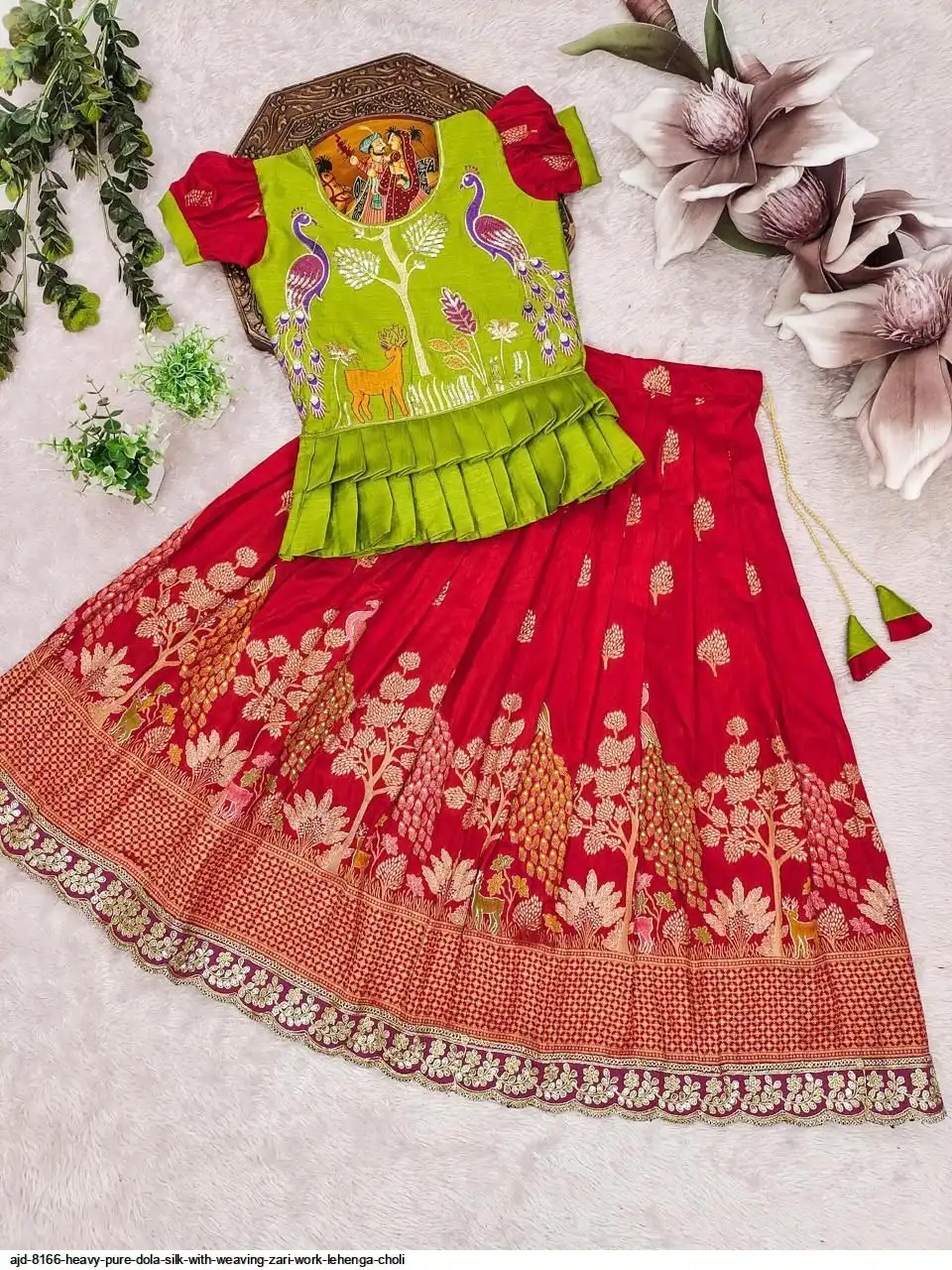AJD 8166 HEAVY PURE DOLA SILK WITH WEAVING ZARI WORK LEHENGA CHOLI B