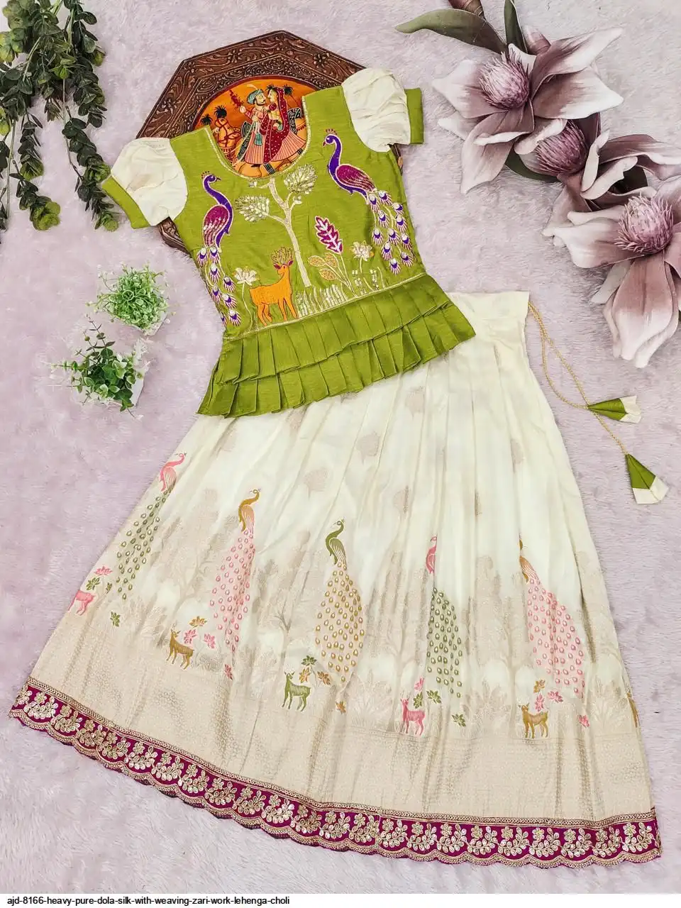 AJD 8166 HEAVY PURE DOLA SILK WITH WEAVING ZARI WORK LEHENGA CHOLI C