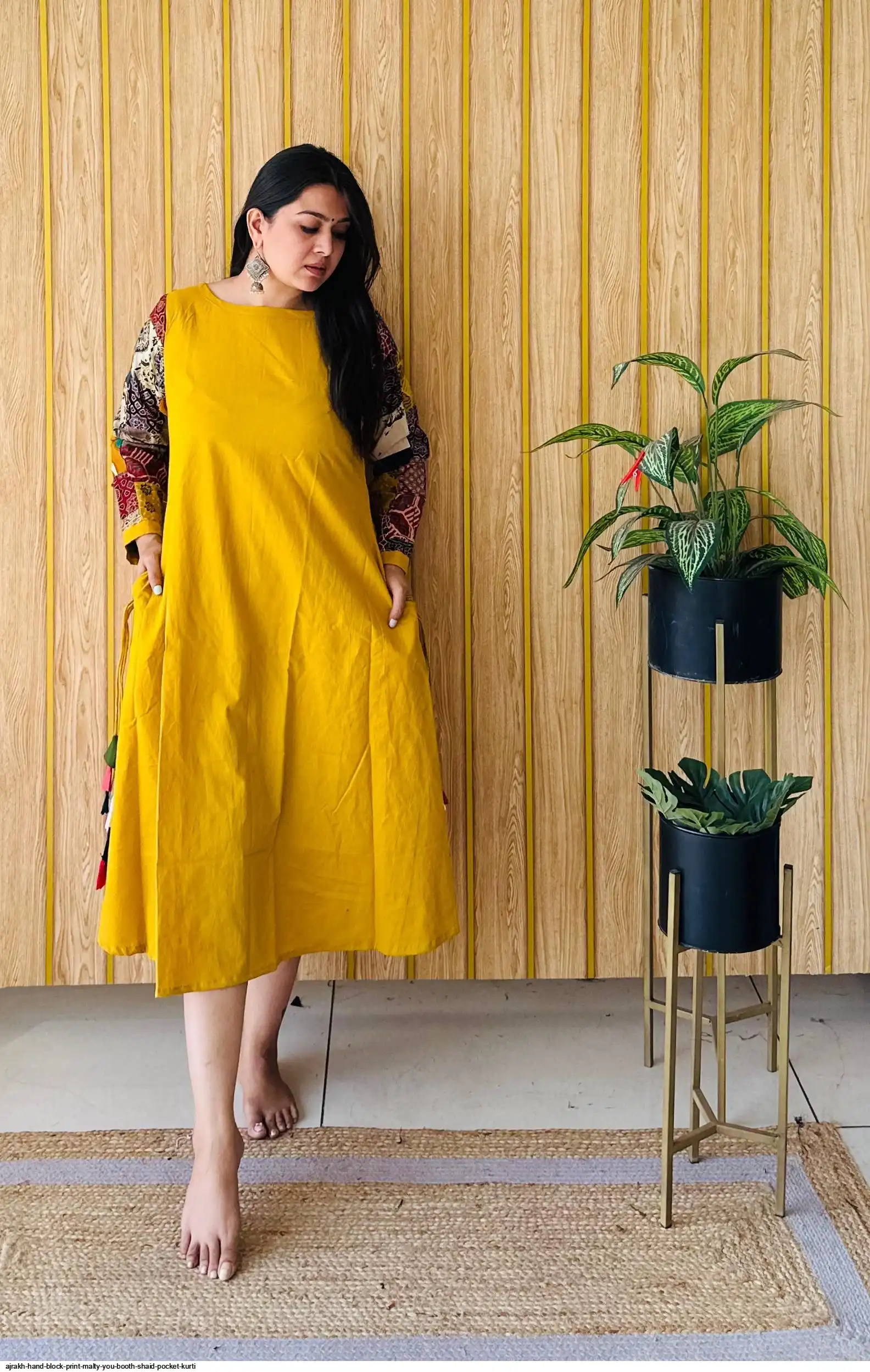 AJRAKH HAND BLOCK PRINT MALTY SHAID POCKET ONE PIECE B