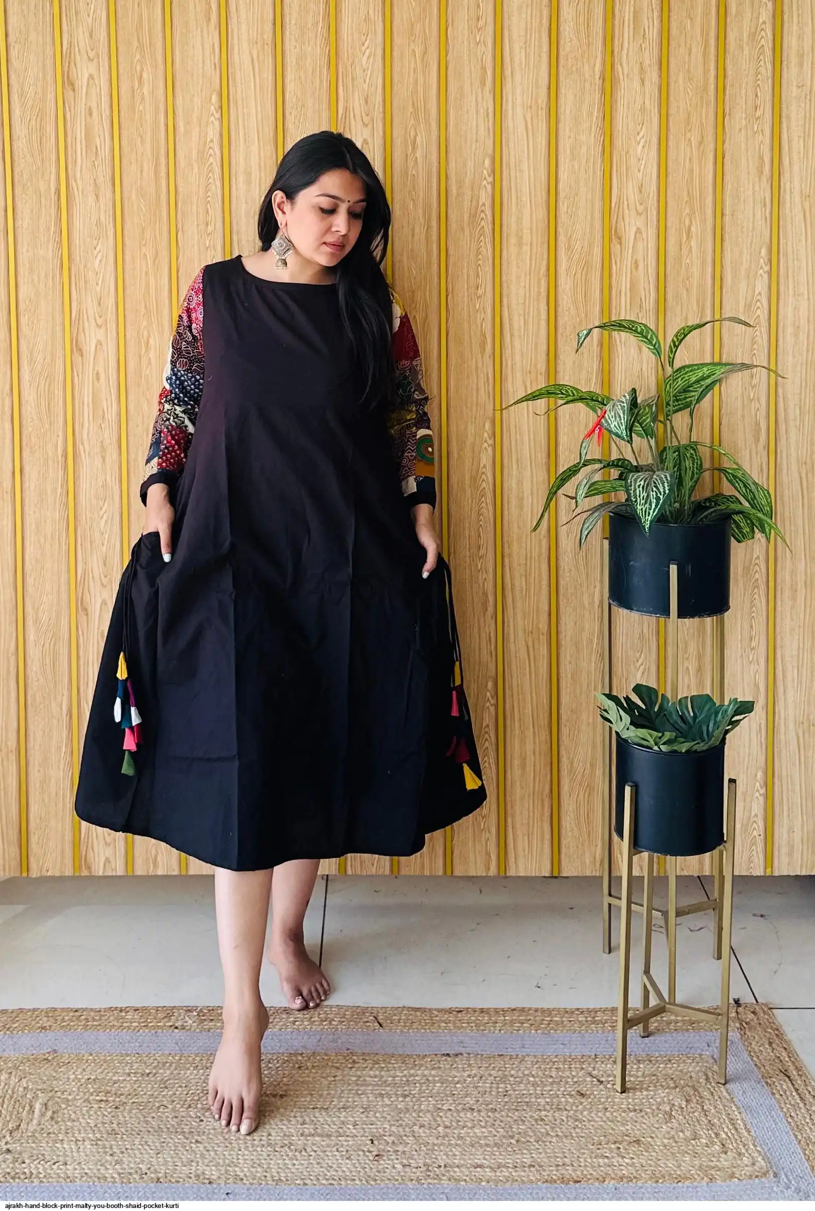 AJRAKH HAND BLOCK PRINT MALTY SHAID POCKET ONE PIECE A