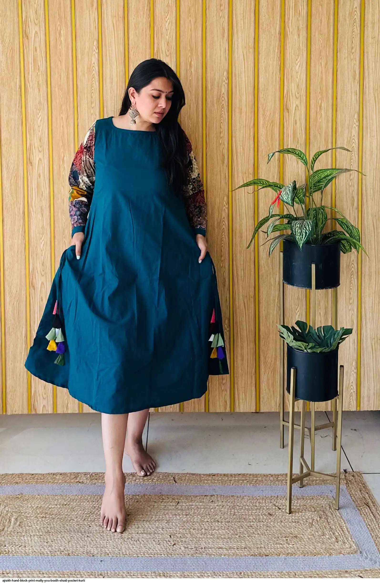 AJRAKH HAND BLOCK PRINT MALTY SHAID POCKET ONE PIECE C