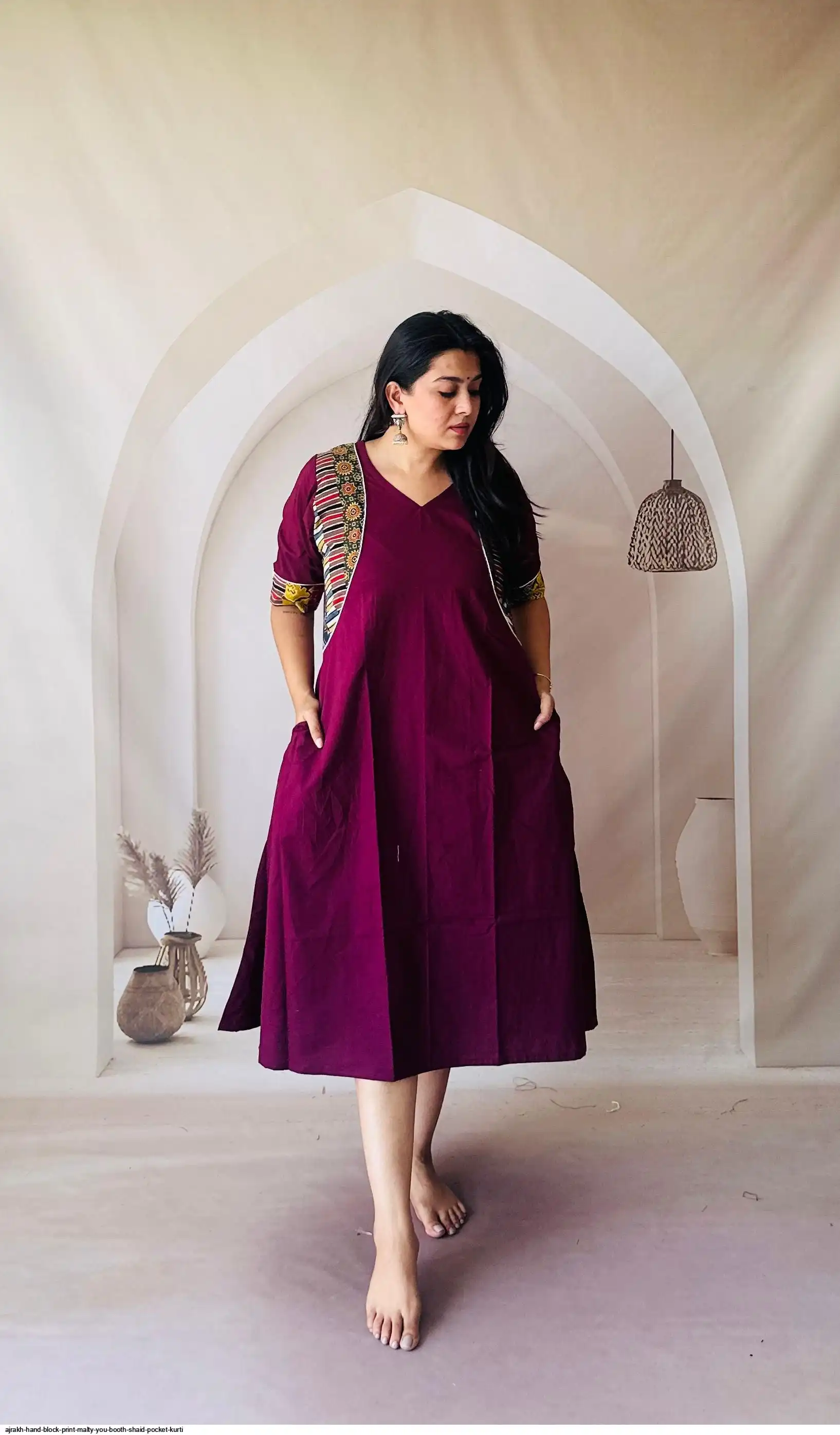 AJRAKH HAND BLOCK PRINT MALTY SHAID POCKET ONE PIECE I