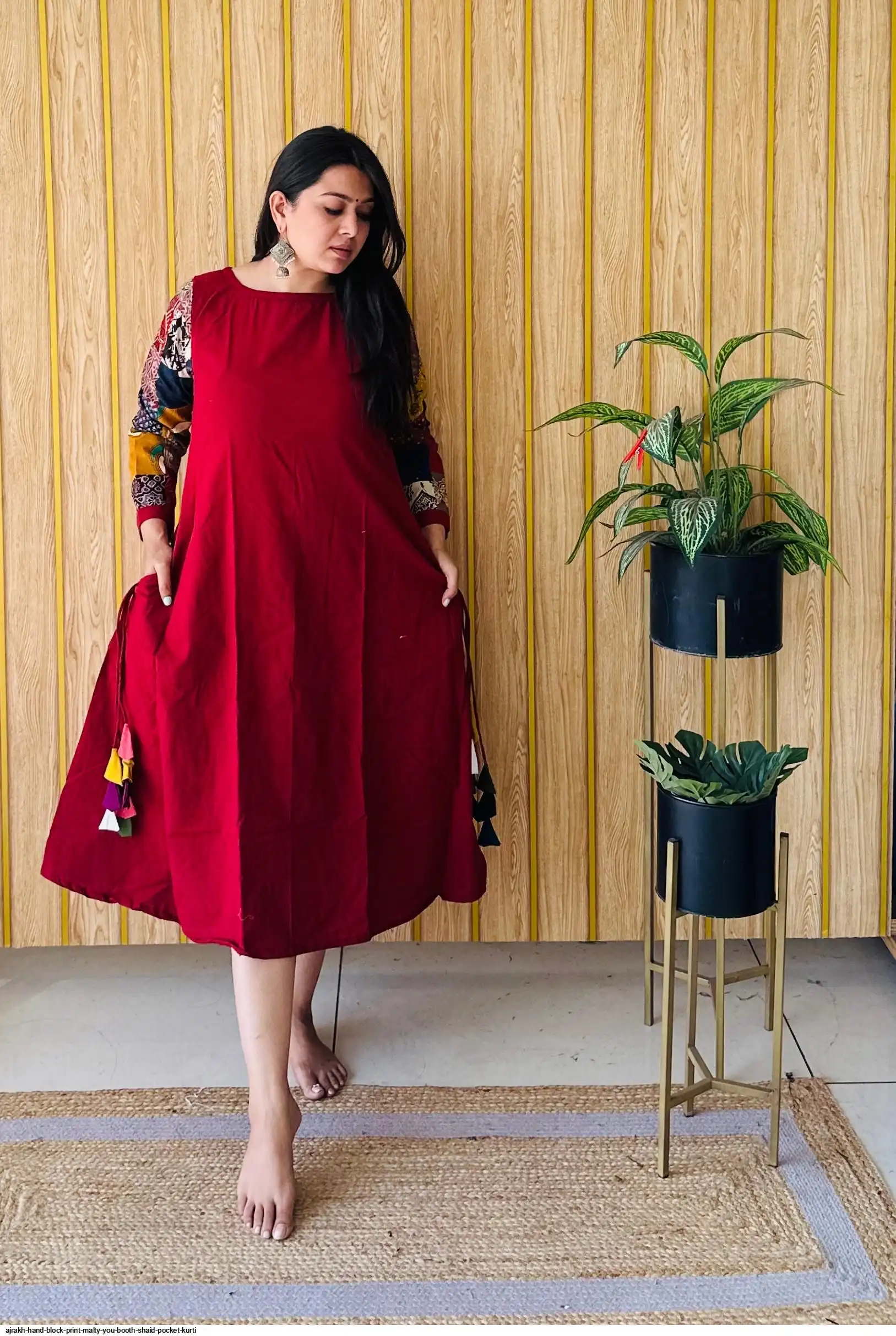 AJRAKH HAND BLOCK PRINT MALTY SHAID POCKET ONE PIECE N