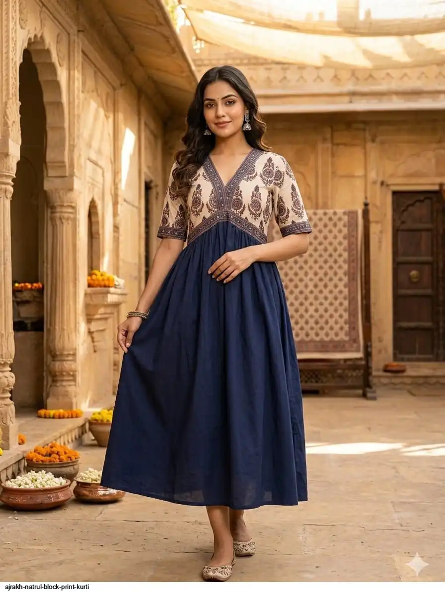 AJRAKH NATRUL BLOCK PRINT KURTI 2